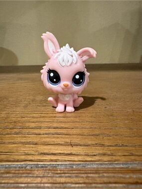 Littlest Pet Shop Pink Bunny with White Tuft and Blue Eyes